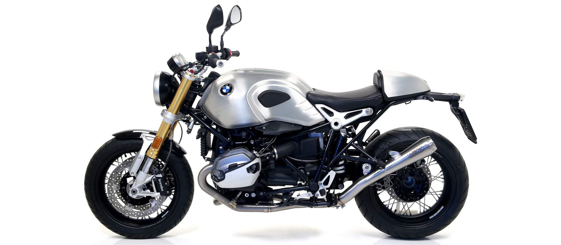 Arrow Pro Race Titanium Exhaust System Stainless Collectors 2014 19 BMW R nineT 71654MI 11001MI 71635MI 71503PR